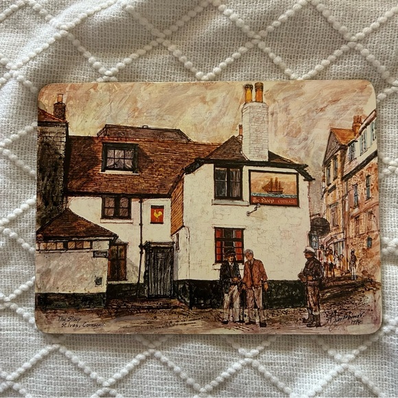 Vintage British‎ Pub Cork Placemats Signed Art Prints Set of 6 Collectible - Picture 9 of 13
